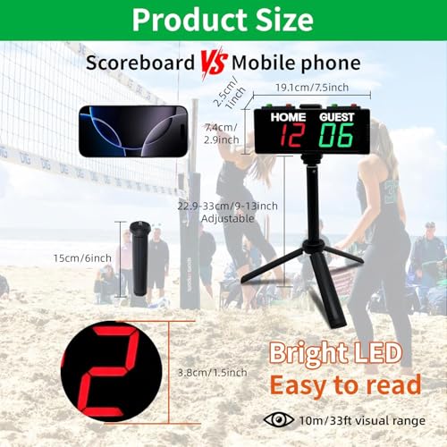 YZ Battery Powered Scoreboard Clock Timer with Buttons Portable Digital Scoreboard with Remote Electronic Scoreboard with Stand Cornhole Score Keeper for Outdoor Yard GamesShuffleboardPickleball - Image 3