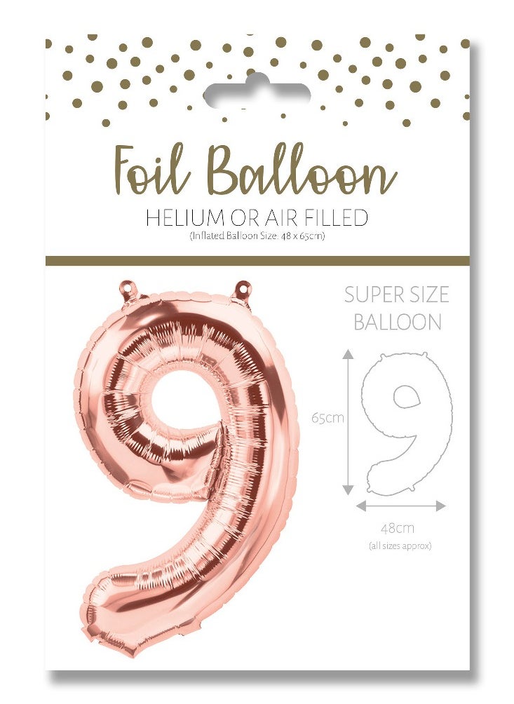 EuroWrap - Number 9 Gore Gold Foil Balloon 65cm - Perfect for Celebrations and Decor. - Image 1