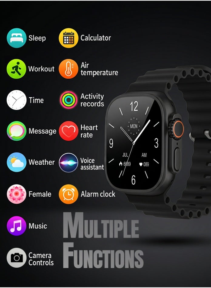 Starfire Smart Watch 2.01 Inch 550 Nits HD Full Touch Screen, Bluetooth Calling NFC Fitness Tracker with Heart Rate Blood Oxygen Sleep Monitor, IP65 Water Resistant, Wireless Charging, Call SMS Notifications, Long Battery Life for Android iOS - ULTRA - Image 5