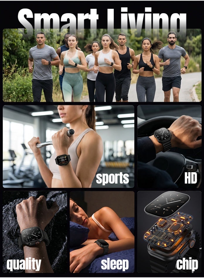 Starfire Smart Watch 2.01 Inch 550 Nits HD Full Touch Screen, Bluetooth Calling NFC Fitness Tracker with Heart Rate Blood Oxygen Sleep Monitor, IP65 Water Resistant, Wireless Charging, Call SMS Notifications, Long Battery Life for Android iOS - ULTRA - Image 2