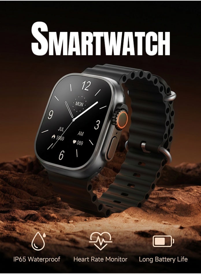 Starfire Smart Watch 2.01 Inch 550 Nits HD Full Touch Screen, Bluetooth Calling NFC Fitness Tracker with Heart Rate Blood Oxygen Sleep Monitor, IP65 Water Resistant, Wireless Charging, Call SMS Notifications, Long Battery Life for Android iOS - ULTRA - Image 4