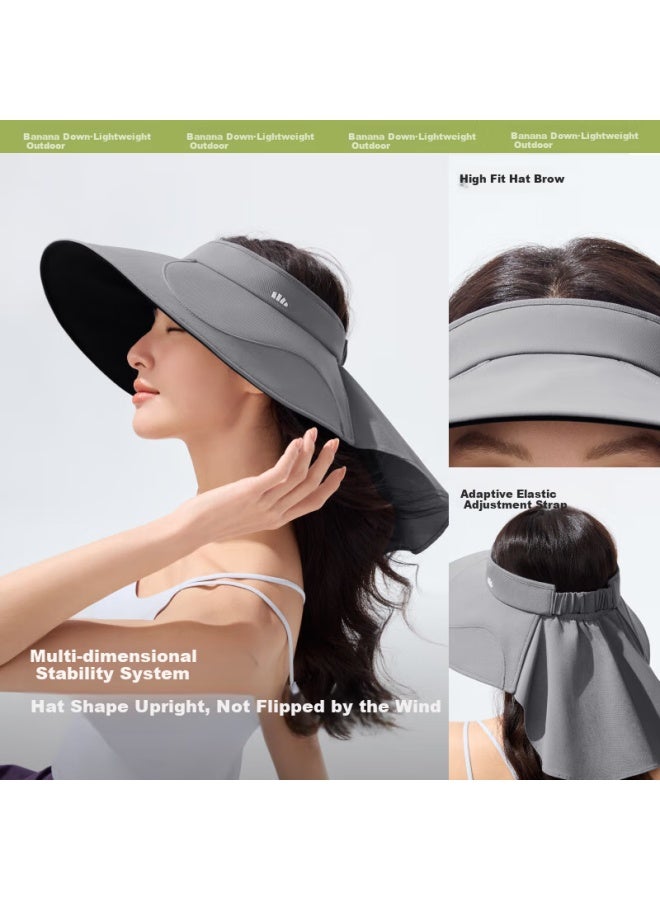 Beneunder Egg Roll Full-circle Black Rubber Sun Protection Hat, Sun Visor For Women, Uv-resistant Visor Cap, Yingye Grey - Image 2
