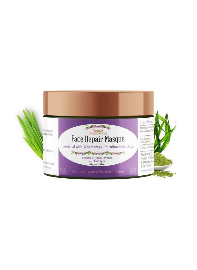 VEDA5 - Face Repair Masque With Wheatgrass Spirulina & Moringa ; Detoxification & Treatment Of Dark Circles 40G Himalayan Naturals - Image 1