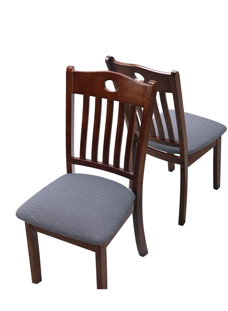 Chair Seat Covers Super Fit Stretch Spandex Lattice Jacquard Removable Washable Dining Chair Covers for Hotel Dining Room Ceremony Banquet Wedding Party (Light Grey) - Image 3