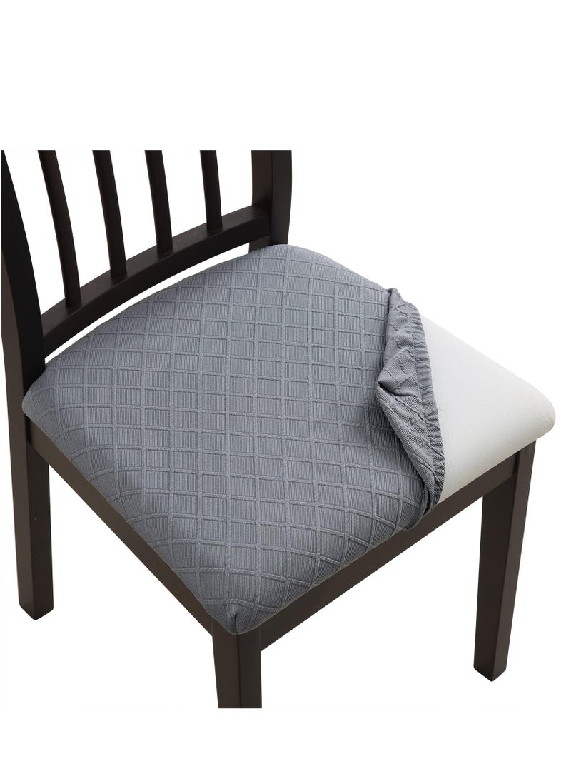 Chair Seat Covers Super Fit Stretch Spandex Lattice Jacquard Removable Washable Dining Chair Covers for Hotel Dining Room Ceremony Banquet Wedding Party (Light Grey) - Image 1