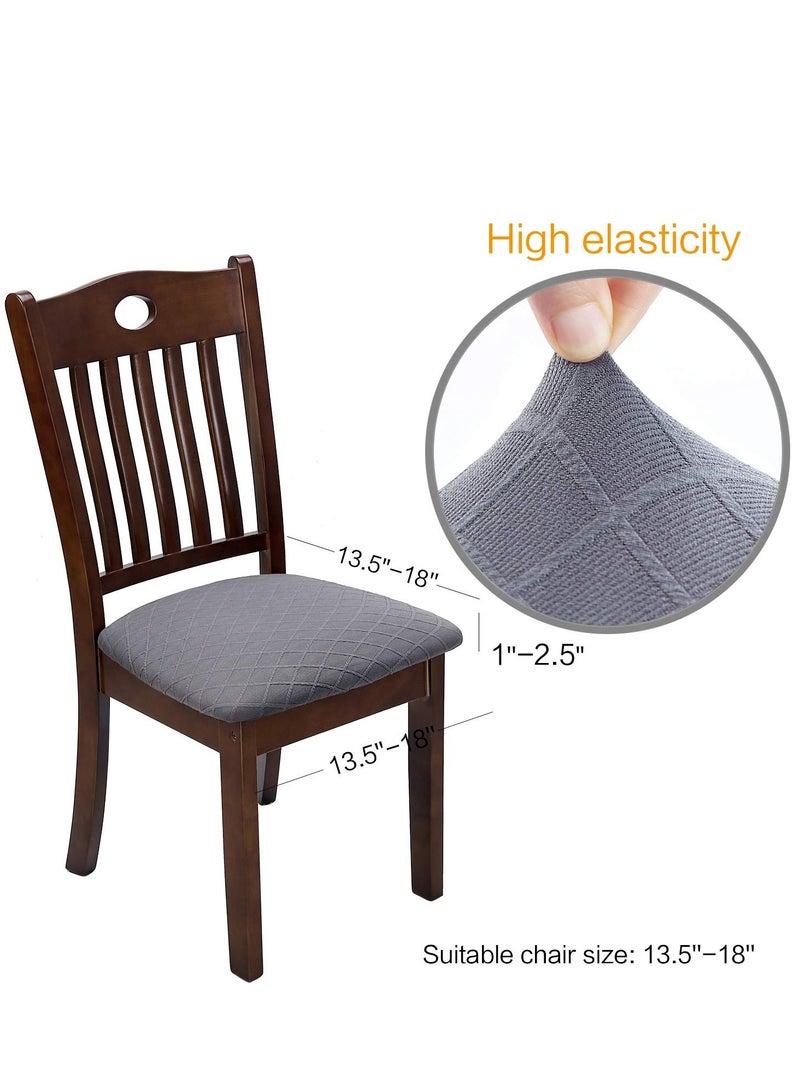 Chair Seat Covers Super Fit Stretch Spandex Lattice Jacquard Removable Washable Dining Chair Covers for Hotel Dining Room Ceremony Banquet Wedding Party (Light Grey) - Image 2