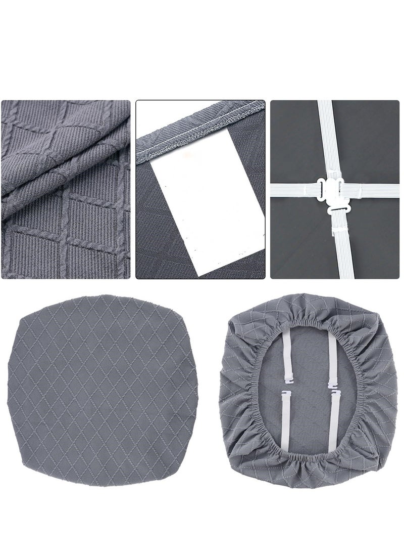 Chair Seat Covers Super Fit Stretch Spandex Lattice Jacquard Removable Washable Dining Chair Covers for Hotel Dining Room Ceremony Banquet Wedding Party (Light Grey) - Image 4