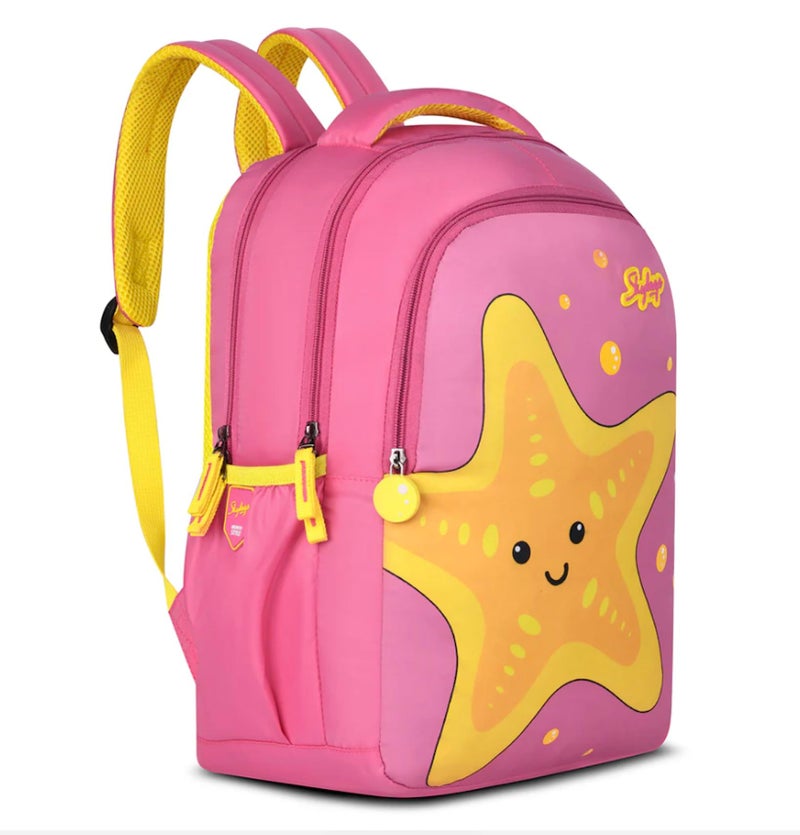Skybags Buddy 01 Starfish Pink 2 Compartment School Backpack - Image 3