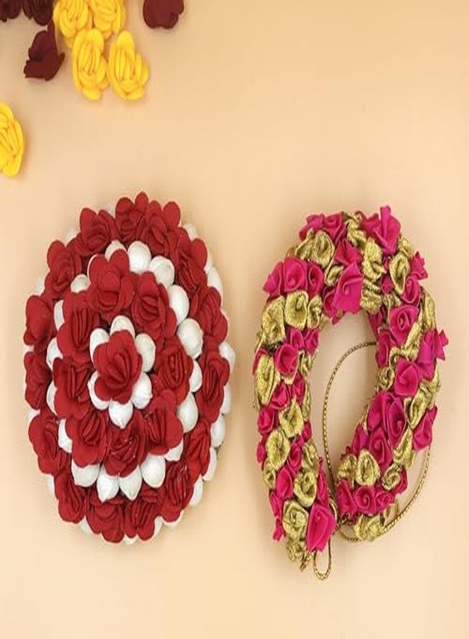 Arooman™ Artificial flower hair gajra combo beautiful hair accessories For women,especially in South Indian cultures, Pack_2, Color- Multi - Image 2