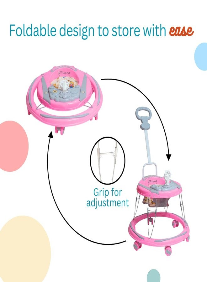 Maanit Baby Walkerr for Kids, Foldable Walkerr with Parent Control Handle | Walkerr for Baby with Music & Light, | Walkerr for 6-12 Months Boy & Girl (Pink) - Image 4