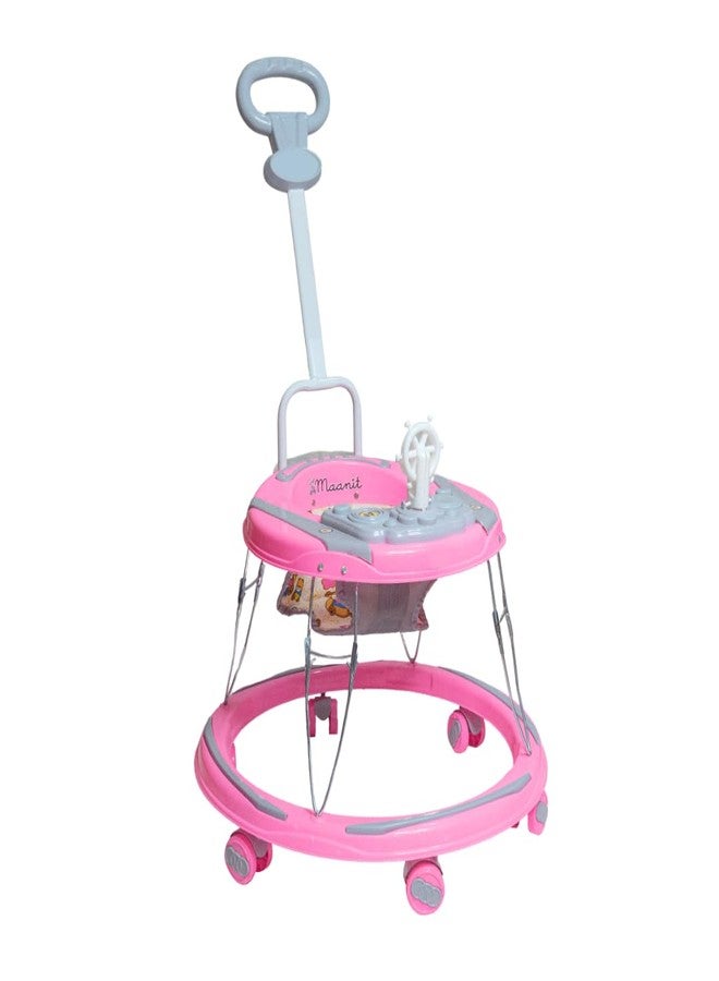 Maanit Baby Walkerr for Kids, Foldable Walkerr with Parent Control Handle | Walkerr for Baby with Music & Light, | Walkerr for 6-12 Months Boy & Girl (Pink) - Image 1