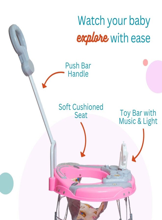 Maanit Baby Walkerr for Kids, Foldable Walkerr with Parent Control Handle | Walkerr for Baby with Music & Light, | Walkerr for 6-12 Months Boy & Girl (Pink) - Image 2