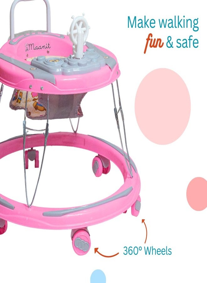 Maanit Baby Walkerr for Kids, Foldable Walkerr with Parent Control Handle | Walkerr for Baby with Music & Light, | Walkerr for 6-12 Months Boy & Girl (Pink) - Image 3