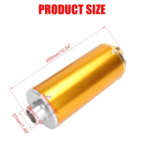 Cylemoto 28mm Exhaust Muffler Silencer Pipe 1.1" for CRF50 XR50 KLX Coolster SSR Thumpstar TTR YCF Lifan Apollo 50cc 70cc 90cc 110cc 125cc Pit Trail Dirt Bike Mini Bike Motorcycle Motocross Parts Gold - Image 2