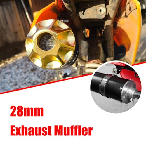 Cylemoto 28mm Exhaust Muffler Silencer Pipe 1.1" for CRF50 XR50 KLX Coolster SSR Thumpstar TTR YCF Lifan Apollo 50cc 70cc 90cc 110cc 125cc Pit Trail Dirt Bike Mini Bike Motorcycle Motocross Parts Gold - Image 3