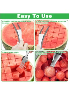 Excefore 2Pcs Watermelon Cutter, Stainless Steel Watermelon Slicer 3-In-1 Fruit Slicer Portable for Home Party Watermelon Cutter Slicer Tool, Thicken Stainless Steel Fruit Cutter Watermelon Slicer Cutter Tool  - Image 4