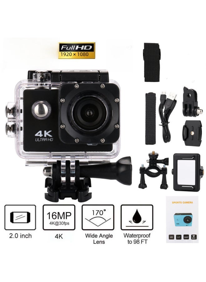 Generic 4k Sports Waterproof Digital Camera Outdoor 1080p F60 Wifi Action Camera Computer/sport Photography-Color:16GB Card  - Image 2