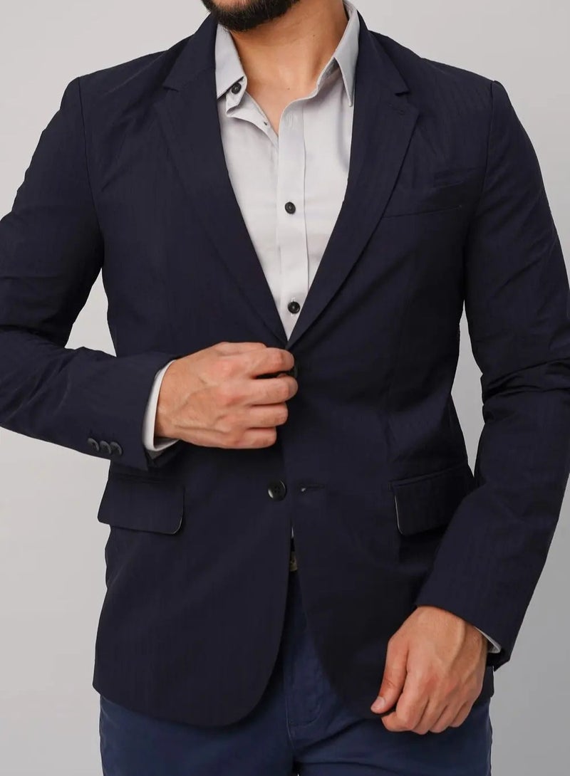 JACK & JONES Men’s Slim-Fit Tuxedo Formal Blazer Blazer in Navy  - Image 1