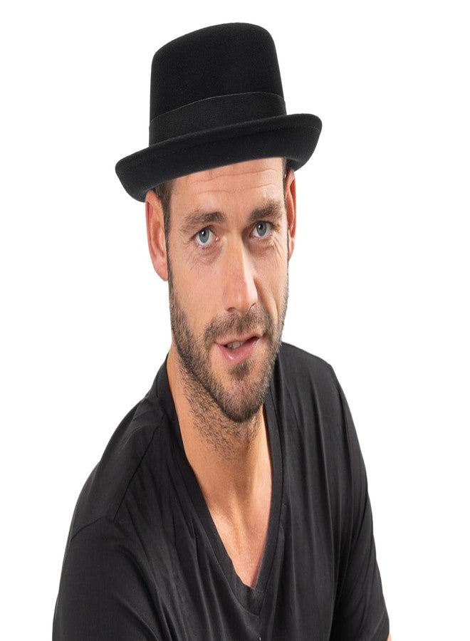 XuoAz Men's Flat Top Pork Pie Hat - Wool Porkpie Fedora Hats Vintage Bowler Hats for Women - Image 1