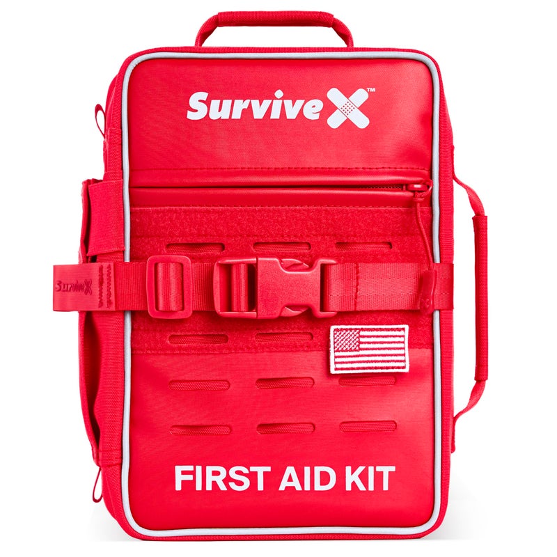 SurviveX Large Pro First Aid Kit for Car Travel Home Emergency Kit for Hiking Camping Backpacking and Outdoors Includes Zip Stitch Wound Closure Strips - Image 2