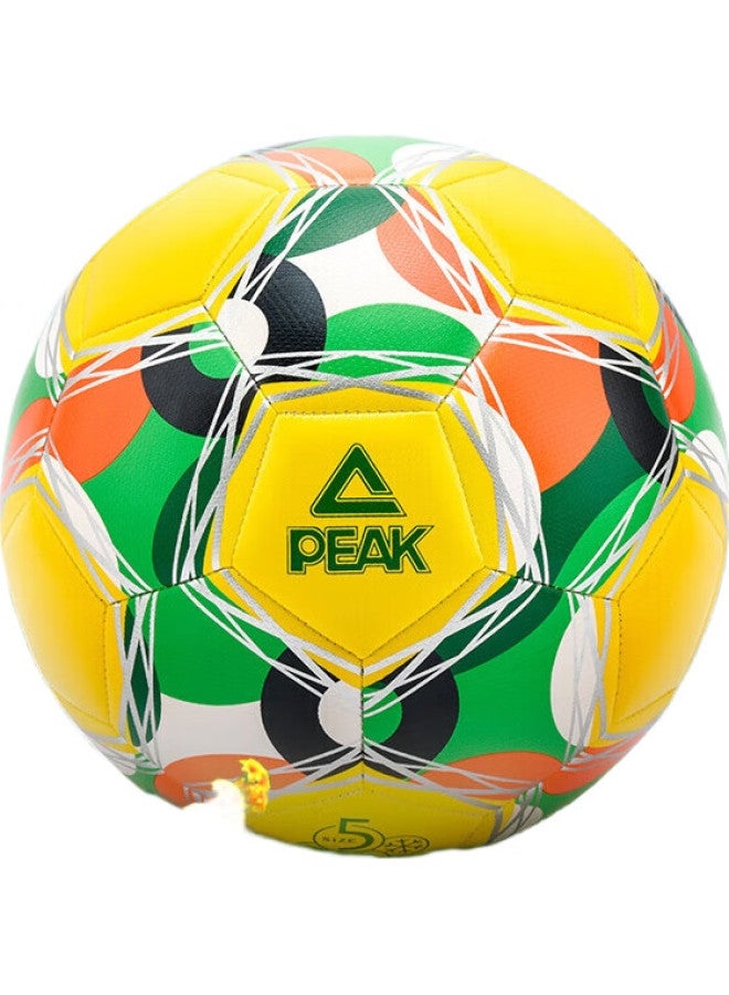 Peak Soccer Ball Size 4 For Children And Adults, Middle School Entrance Exam Standard, World Cup Match Training, Youth, Primary School Students, Preschool, Yellow And Green - Image 1