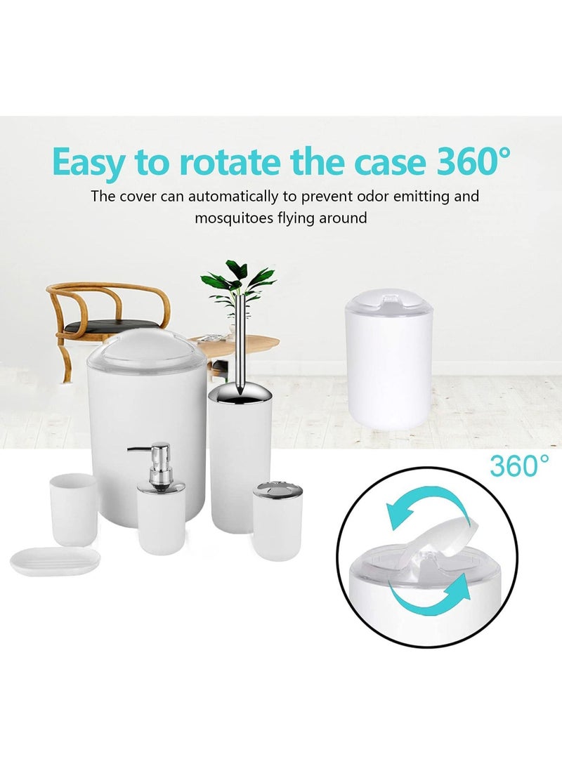 HOMESTAR Bathroom Accessories Set, Plastic Gift Bath Set of 6 with Trash Can, Toilet Brush, Toothbrush Holder, Soap Dispenser, Dish, and Lotion (White) - Image 5