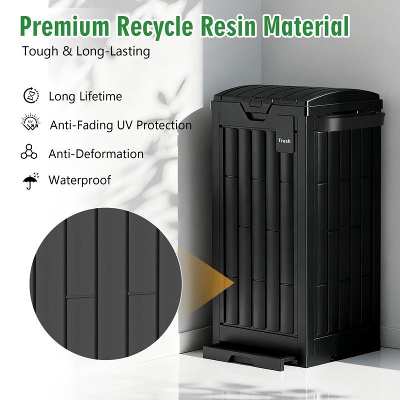 DIAMONDFORGE Outdoor Trash Can, 30 Gallon Garbage Can with Tiered Lid and Drip Tray, Waterproof Resin Waste Bin for Patio, Garden, Backyard, Deck, Black - Image 3
