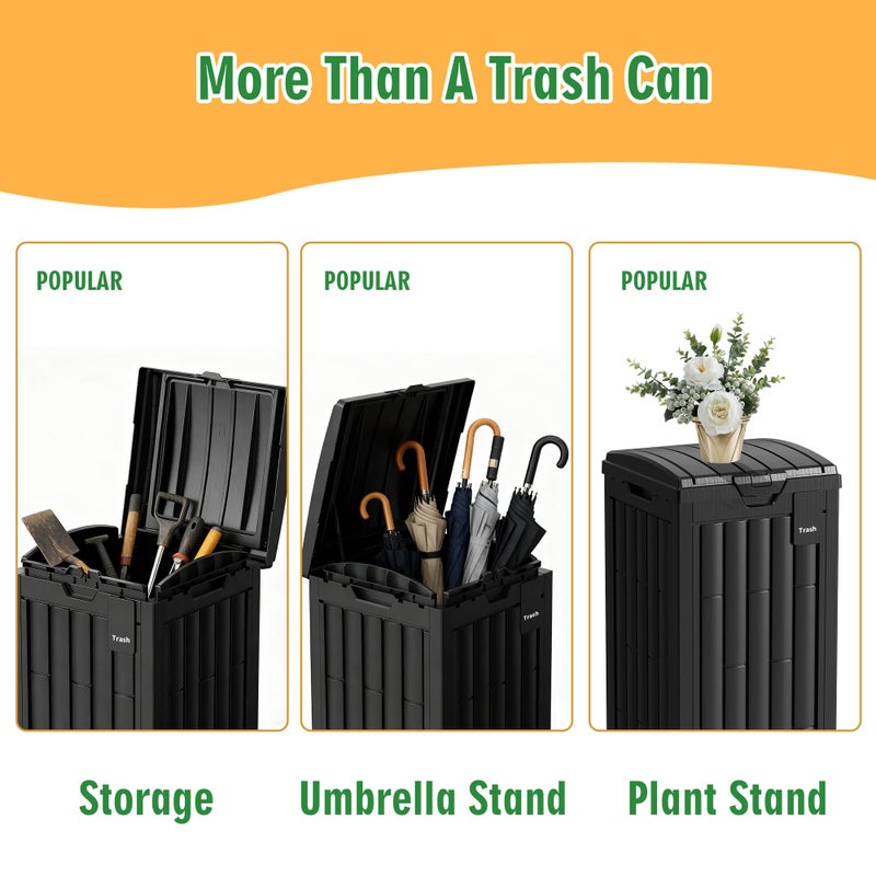 DIAMONDFORGE Outdoor Trash Can, 30 Gallon Garbage Can with Tiered Lid and Drip Tray, Waterproof Resin Waste Bin for Patio, Garden, Backyard, Deck, Black - Image 4