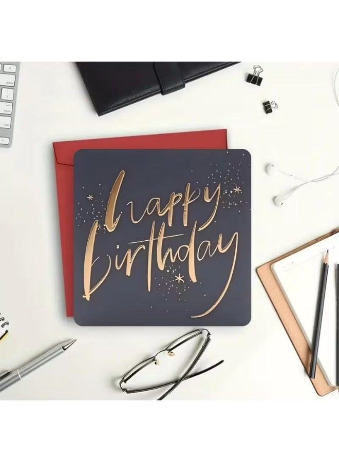 Kandid Birthday Greeting Card with Kraft Envelope, Happy Birthday Design Print (Navy Gold) - Image 5