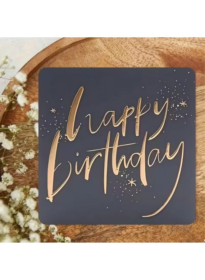 Kandid Birthday Greeting Card with Kraft Envelope, Happy Birthday Design Print (Navy Gold) - Image 3