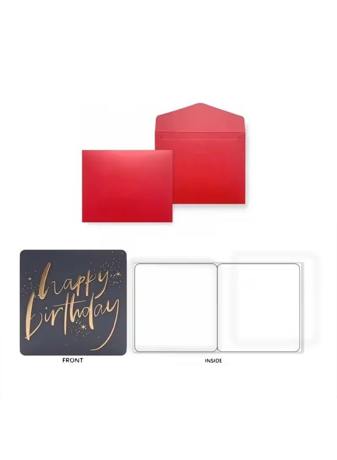 Kandid Birthday Greeting Card with Kraft Envelope, Happy Birthday Design Print (Navy Gold) - Image 2
