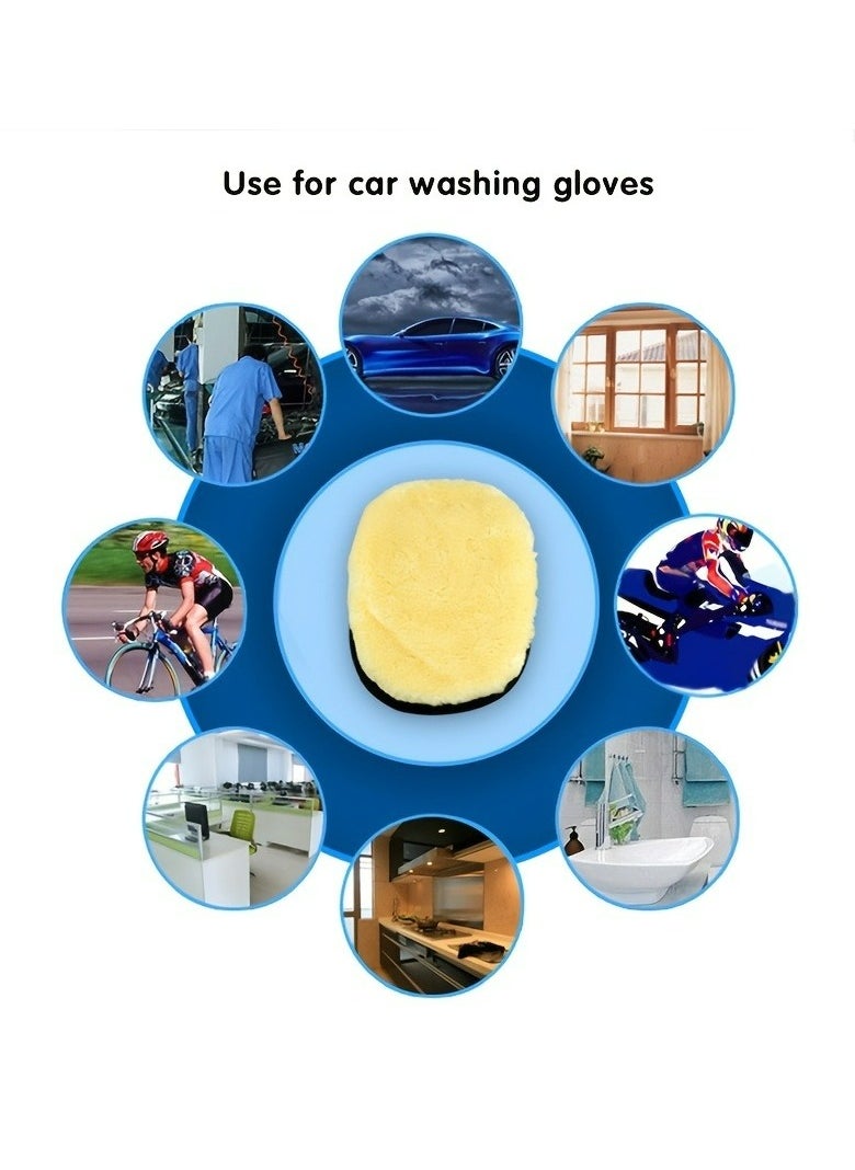 Generic Wool Car Wash Gloves, Lint Free Scrubber High Density Car Wash Wool Glove Microfiber Wool Soft Automotive Car Washing Cleaning Glove Bear Claw Scratch Free Wash Polishing Waxing Mitt  - Image 4