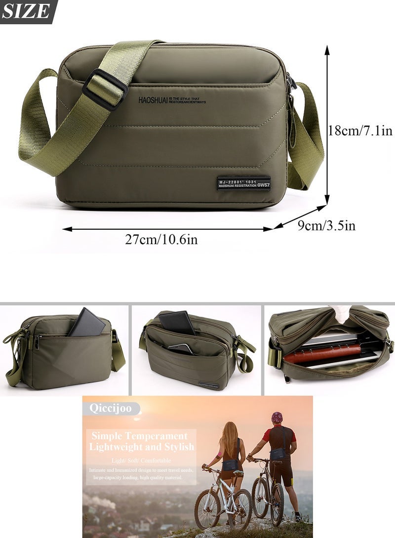 Haoshun Qiccijoo Messenger Bag Small Crossbody Bags Shoulder Bag for Men or Women Sling Bag Travel Bag for Work Business Satchel Bags PurseGreen - Image 3