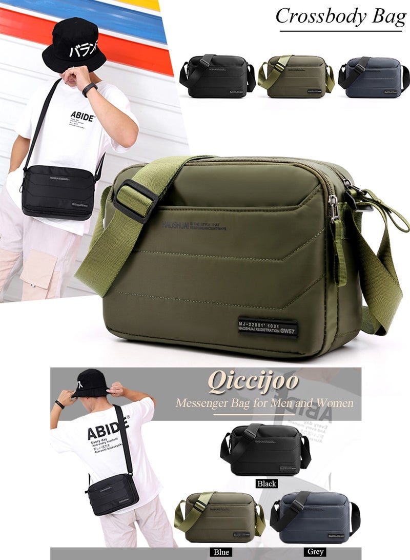 Haoshun Qiccijoo Messenger Bag Small Crossbody Bags Shoulder Bag for Men or Women Sling Bag Travel Bag for Work Business Satchel Bags PurseGreen - Image 2