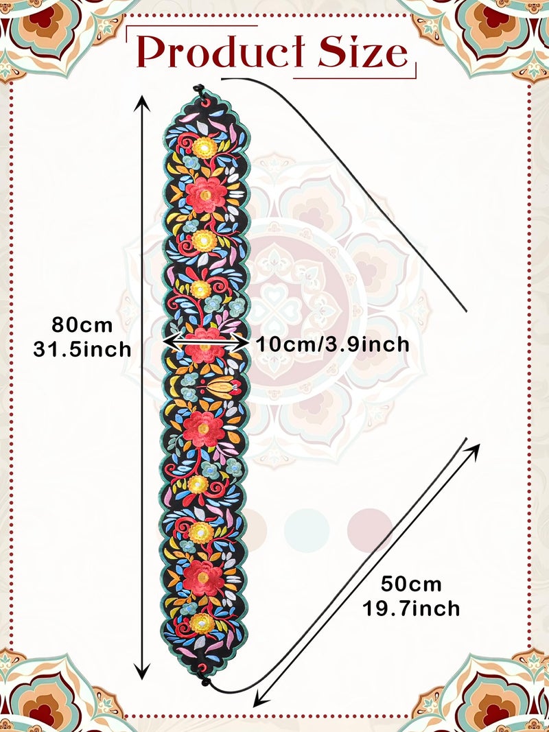 Jeere Women Embroidered Mexican Belt for Dress Floral Traditional Fiesta Waist Sash Cinco De Mayo Luau Party Outfit (Vibrant) - Image 2