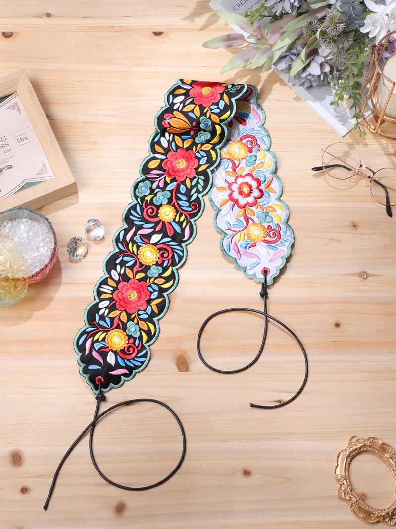 Jeere Women Embroidered Mexican Belt for Dress Floral Traditional Fiesta Waist Sash Cinco De Mayo Luau Party Outfit (Vibrant) - Image 4