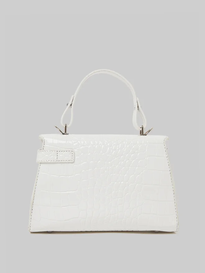 Styli Styli Textured Flap Handbag with Turn-Lock