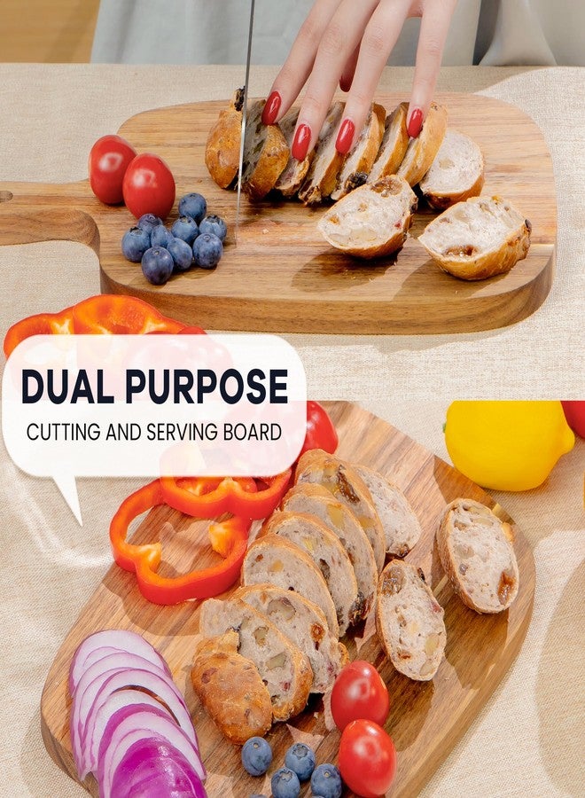 لوح تقطيع خشبي متين بمقابض، مثالي لتقطيع اللحوم والجبن والخبز والخضراوات والفواكه، هدية رائعة للطهاة، صغير الحجم (13 × 8 بوصة). - Image 3