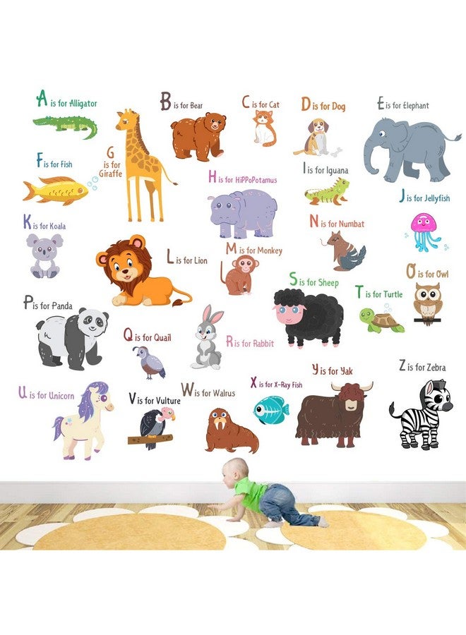 StickMe 'Animal Alphabets N Baby - Kids - Learning Education Nursery Pre School Kinder Garden Wall Reusable Self-Adhesive Sticker ' -Sm405 (Multi Colour, Vinyl - 100Cm X 100 Cm) - Image 1