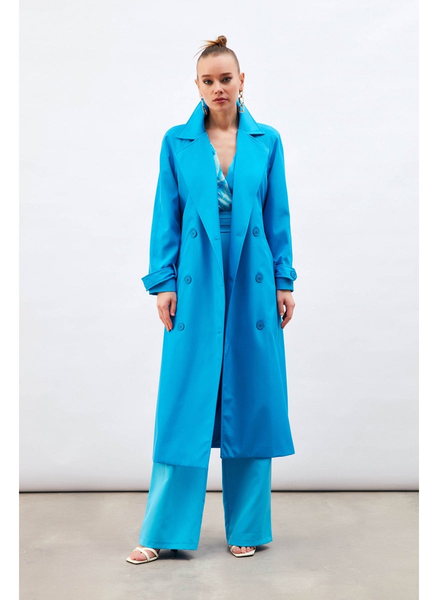 Belted Long Trench Coat - Blue - pzsku/ZCCCA570C05077A63173FZ/45/_/1740639456/4a2a01a2-47df-43bd-95cc-013cc9b0c8a5