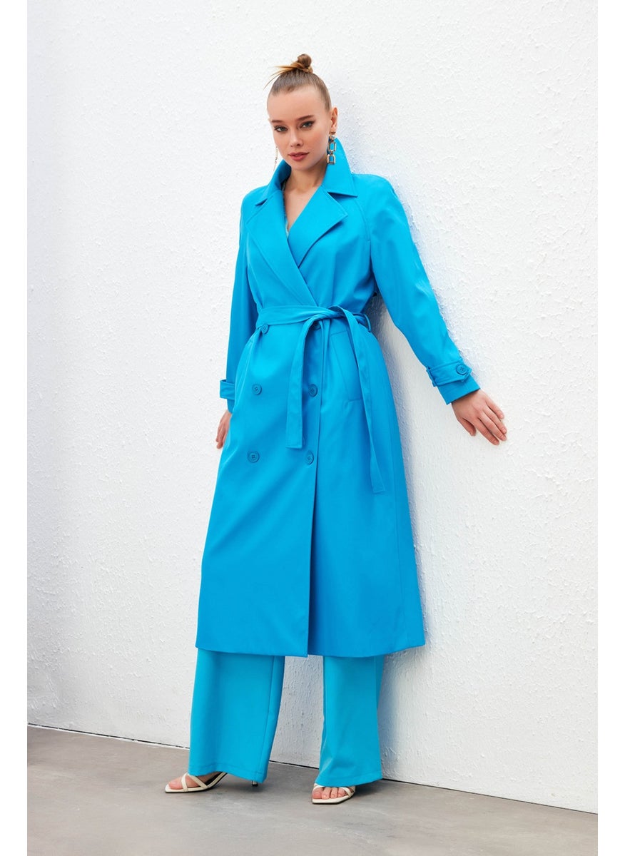 Belted Long Trench Coat - Blue - pzsku/ZCCCA570C05077A63173FZ/45/_/1740639471/d1295248-eba9-4f59-a3aa-7376a47768f9