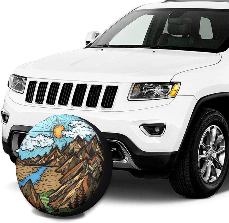 Gwomo Mountain is Calling Vintage Spare Tire Cover - Weatherproof Wheel Protector for RV, SUV, Truck, and Trailer (15 inch) - Image 4