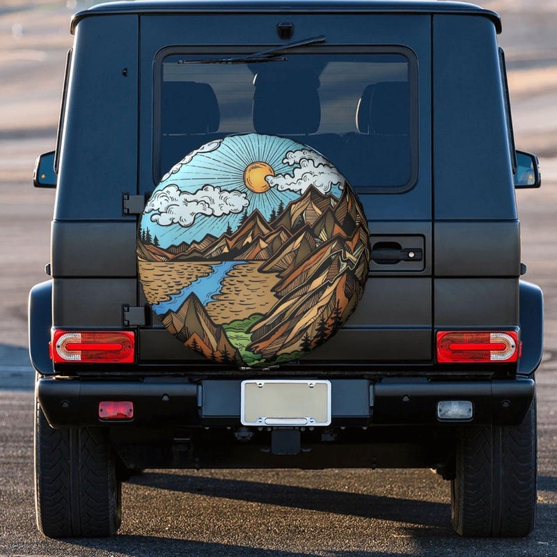 Gwomo Mountain is Calling Vintage Spare Tire Cover - Weatherproof Wheel Protector for RV, SUV, Truck, and Trailer (15 inch) - Image 3