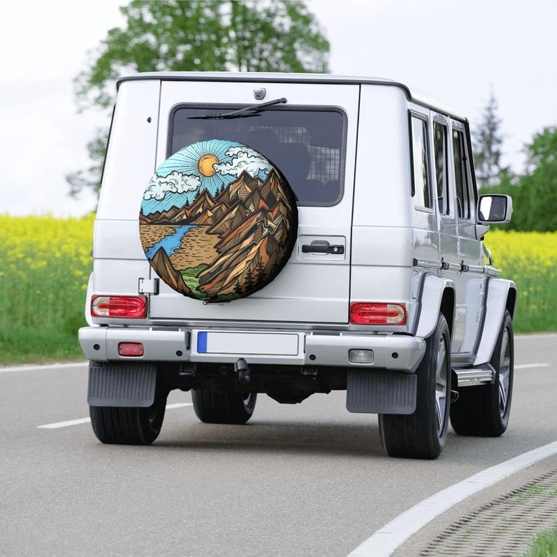 Gwomo Mountain is Calling Vintage Spare Tire Cover - Weatherproof Wheel Protector for RV, SUV, Truck, and Trailer (15 inch) - Image 2