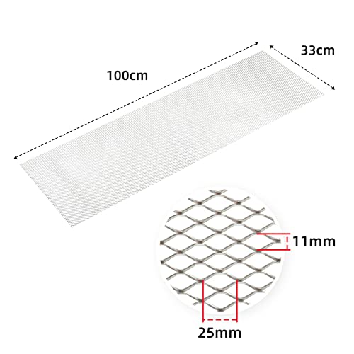 AggAuto Universal 40"x13" Car Grill Mesh - Aluminum Alloy Automotive Grille Insert Bumper Hexagon Hole 11x25mm, One of the Most Multifunctional Shape Grids Silver - Image 4