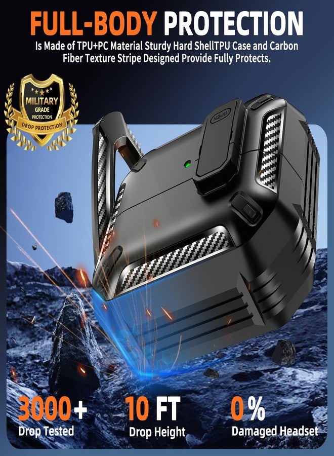 MCTOPZO Compatible with Samsung Galaxy Buds 3/3 Pro Case,with Secure Lock Clip & Cleaning kit Full Body Shockproof Carbon Fiber Protection Design - Image 4