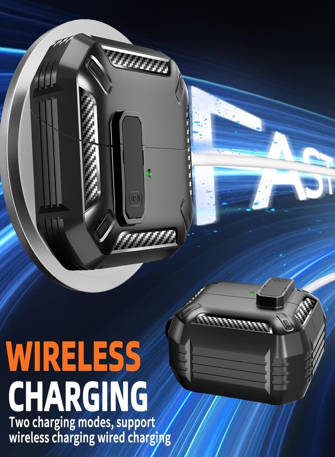 MCTOPZO Compatible with Samsung Galaxy Buds 3/3 Pro Case,with Secure Lock Clip & Cleaning kit Full Body Shockproof Carbon Fiber Protection Design - Image 5
