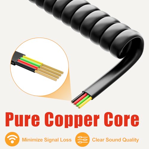 Uvital Telephone Phone Handset Cable Cord, Coiled Length 1.2 to 10 Feet Uncoiled Landline Phone Handset Cable Cord RJ9/RJ10/RJ22 4P4C(Black,2 PCS) - Image 4