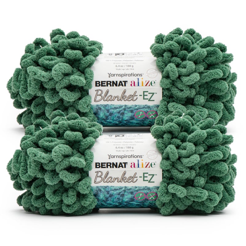Bernat Alize Blanket Hedge Green Yarn - 2 Pack of 180g/6.4 oz - 100% Polyester - #7 Jumbo - 18 Yards - Chunky Yarn for Hand Knitting/Crochet - Image 1