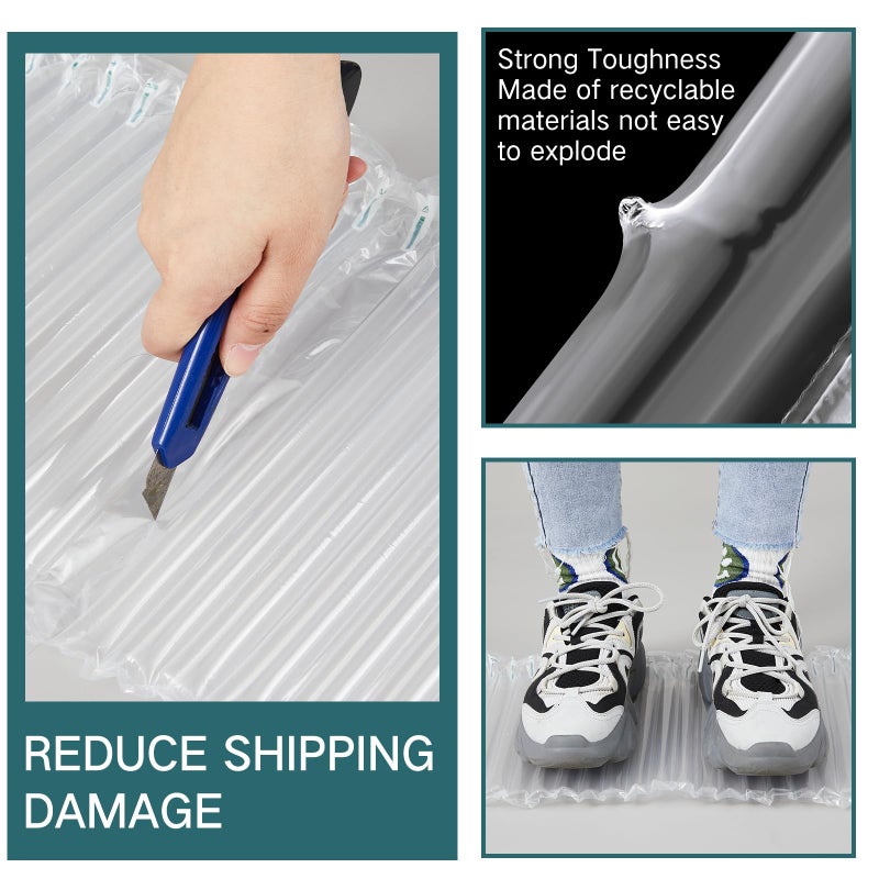 PerKoop 12"x175' Inflatable Air Pillows for Shipping Large Bubble Cushioning Wrap Packing with Pump Bubble Cushioning Wrap Roll with Fragile Stickers for Heavy Duty Moving Protection - Image 5